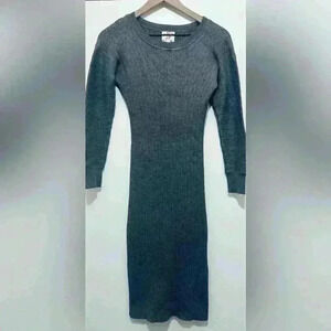 Hippie Rose Heather Grey Lightweight Bodycon Sweater Dress, Women's Size Small